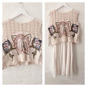 Free People crochet / embroidered top